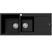 Santorini 1 and 3/4 Bowl Topmount Sink With Drainer Left Hand Bowl in Matte Black