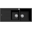 Santorini 1 and 3/4 Bowl Topmount Sink With Drainer Right Hand Bowl in Matte Black