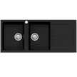 Santorini Double Bowl Topmount Sink With Drainer Left Hand Bowl in Matte Black