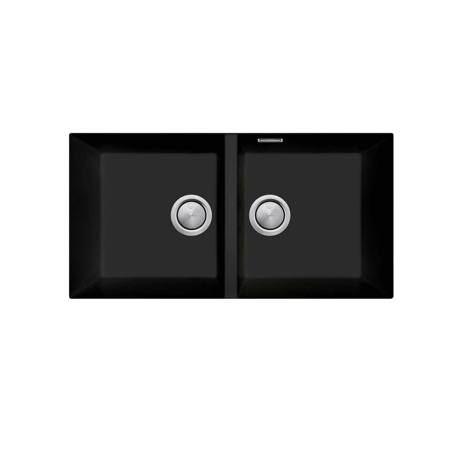 Santorini Double Bowl Undermount Sink in Matte Black