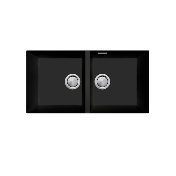 Santorini Double Bowl Undermount Sink in Matte Black