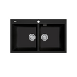 Santorini Double Bowl Topmount Sink in Matte Black