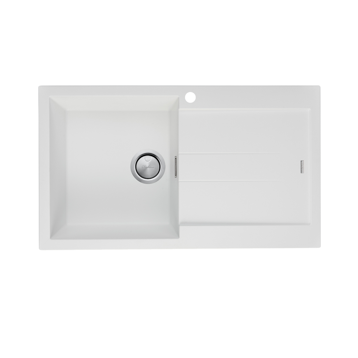 Santorini Single Bowl Topmount Sink With Drainer Left Hand Bowl in White