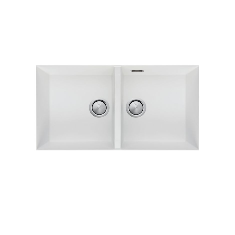 Santorini Double Bowl Undermount Sink in White