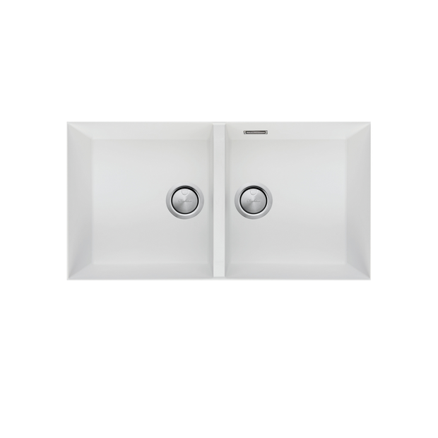 Santorini Double Bowl Undermount Sink in White