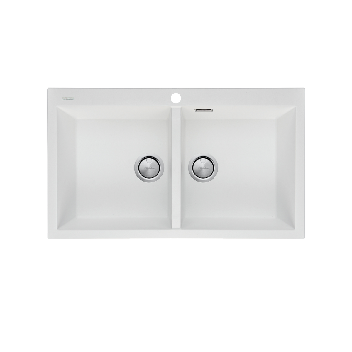Santorini Double Bowl Topmount Sink in White