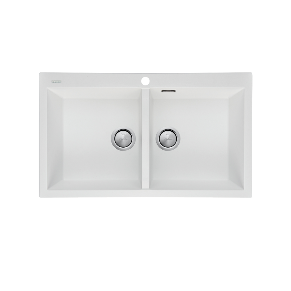 Santorini Double Bowl Topmount Sink in White