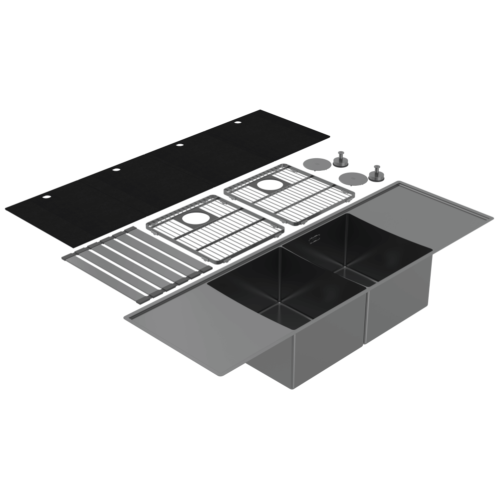 Boutique Lugano Double Bowl and Double Drainer Black Pearl