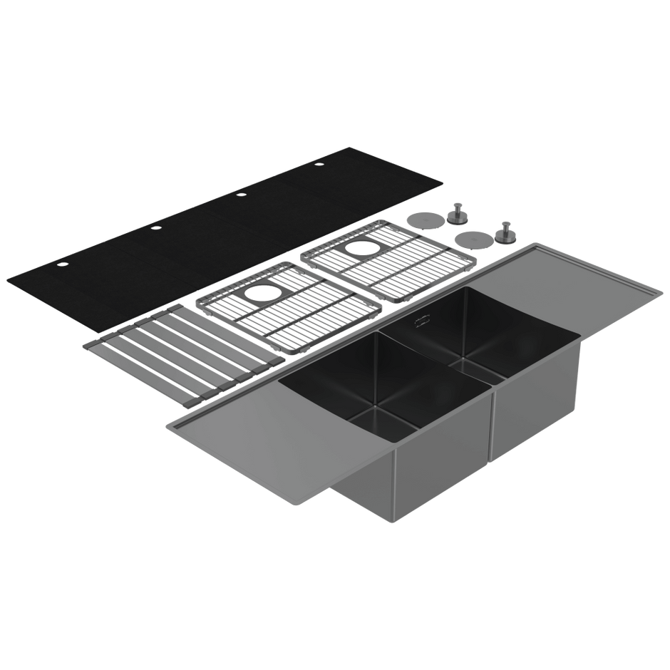 Boutique Lugano Double Bowl and Double Drainer Black Pearl