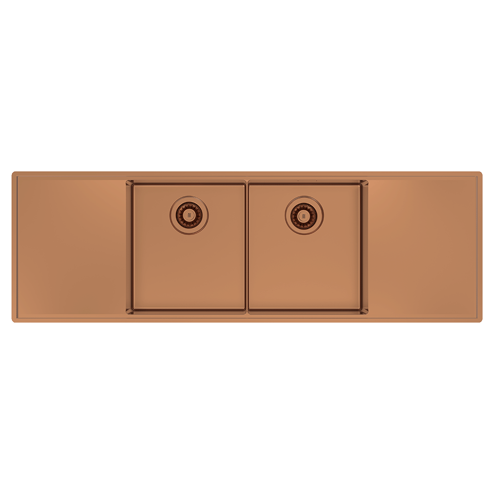 Boutique Lugano Double Bowl and Double Drainer Artisan Copper