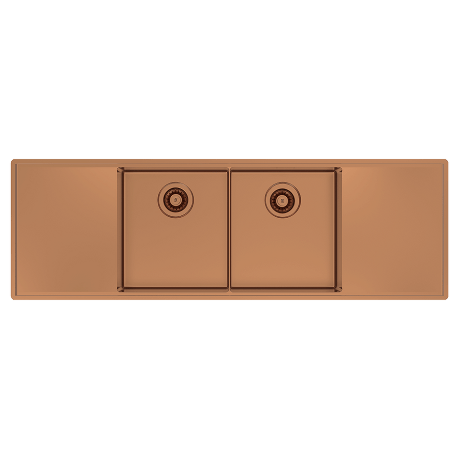 Boutique Lugano Double Bowl and Double Drainer Artisan Copper