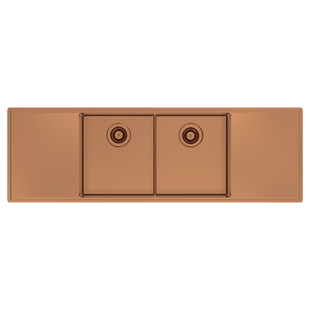 Boutique Lugano Double Bowl and Double Drainer Artisan Copper