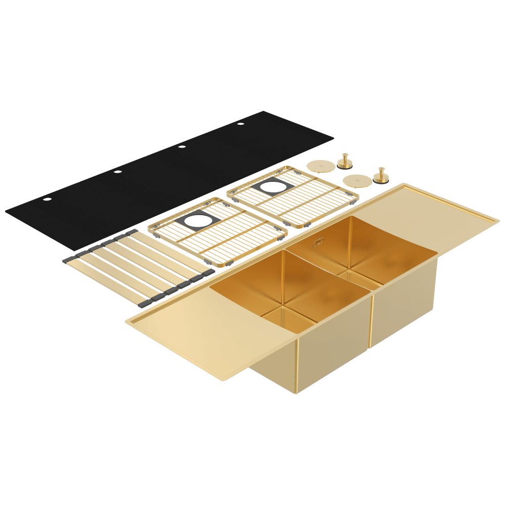 Boutique Lugano Double Bowl and Double Drainer Eureka Gold