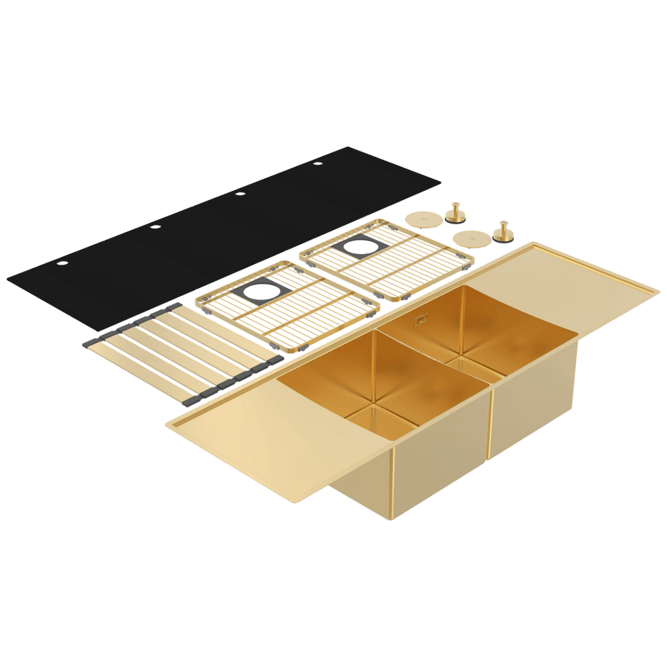 Boutique Lugano Double Bowl and Double Drainer Eureka Gold