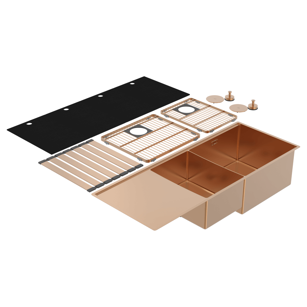 Boutique Lugano One and One Quarter Drainer Right Hand Bowl Artisan Copper