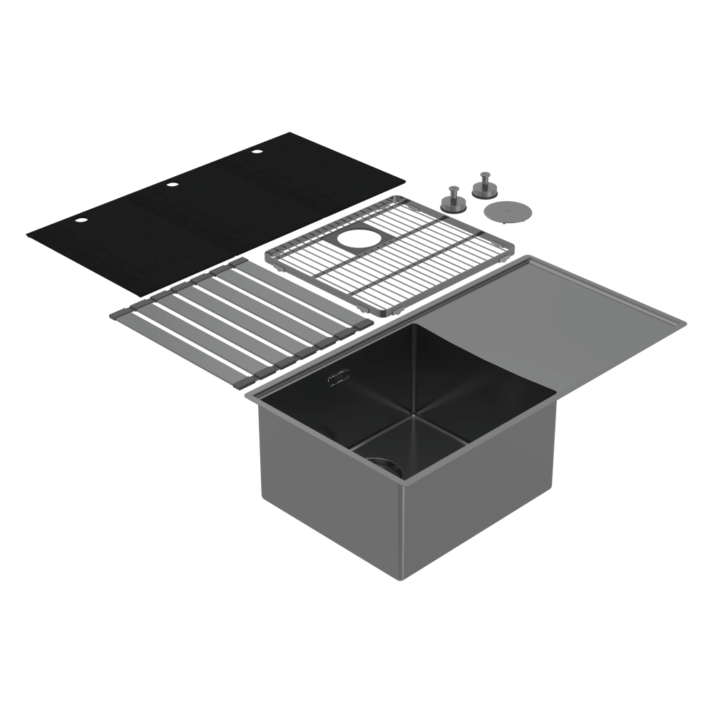 Boutique Lugano Single Bowl and Drainer Left Hand Bowl Black Pearl