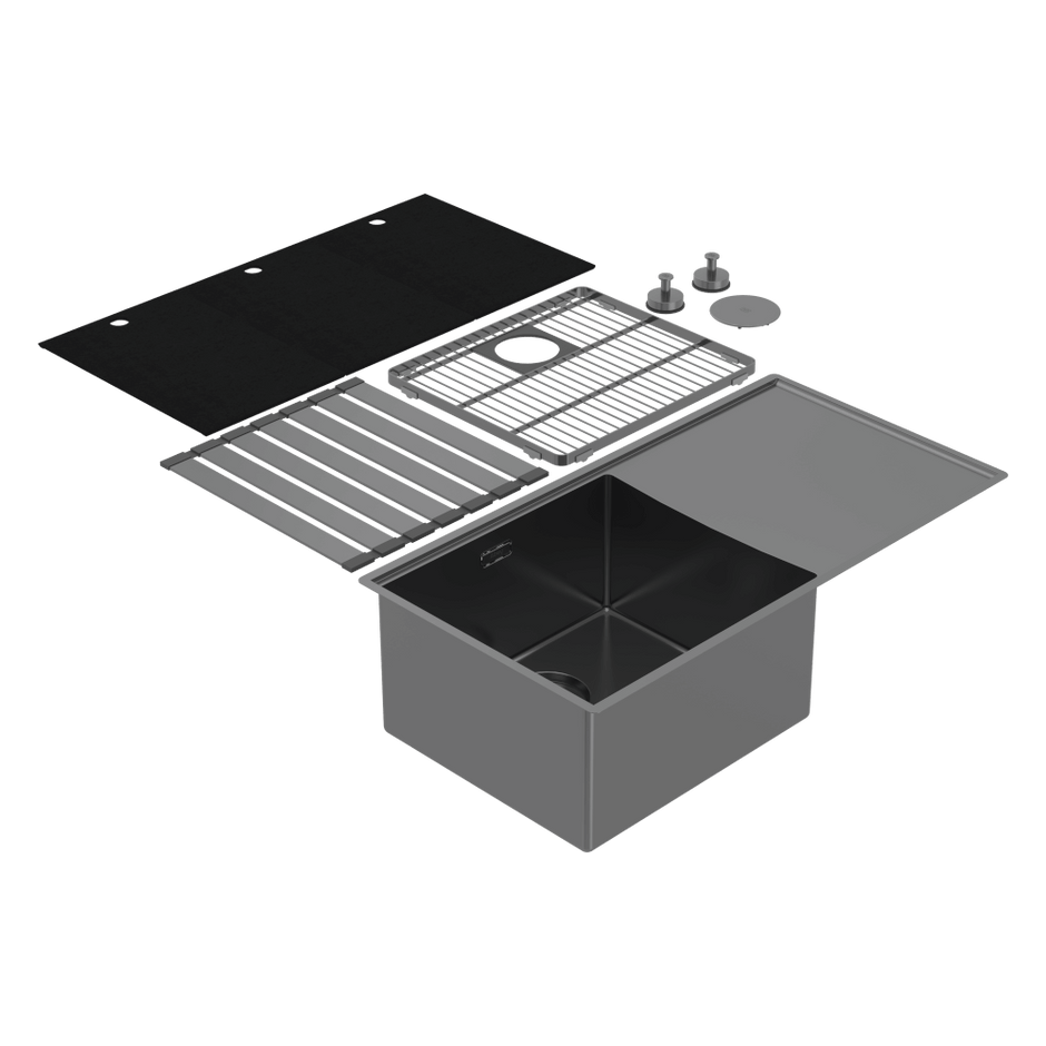 Boutique Lugano Single Bowl and Drainer Left Hand Bowl Black Pearl