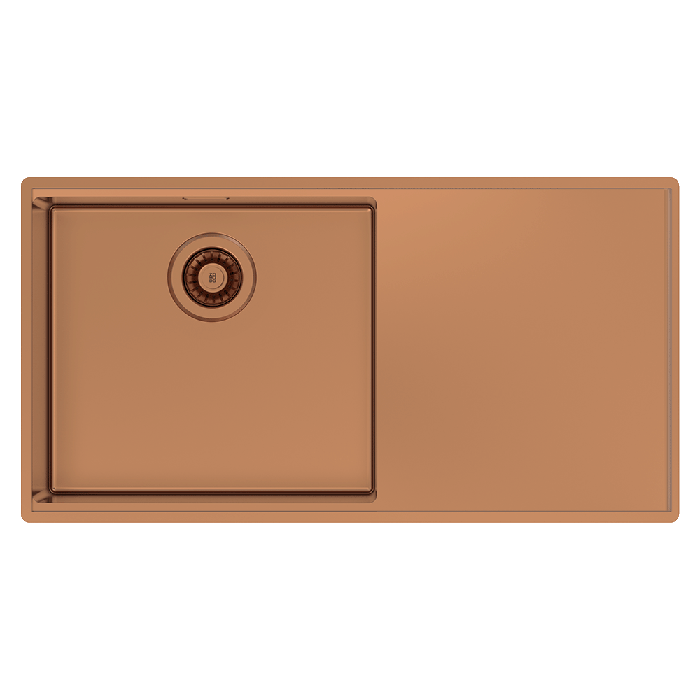 Boutique Lugano Single Bowl and Drainer Left Hand Bowl Artisan Copper