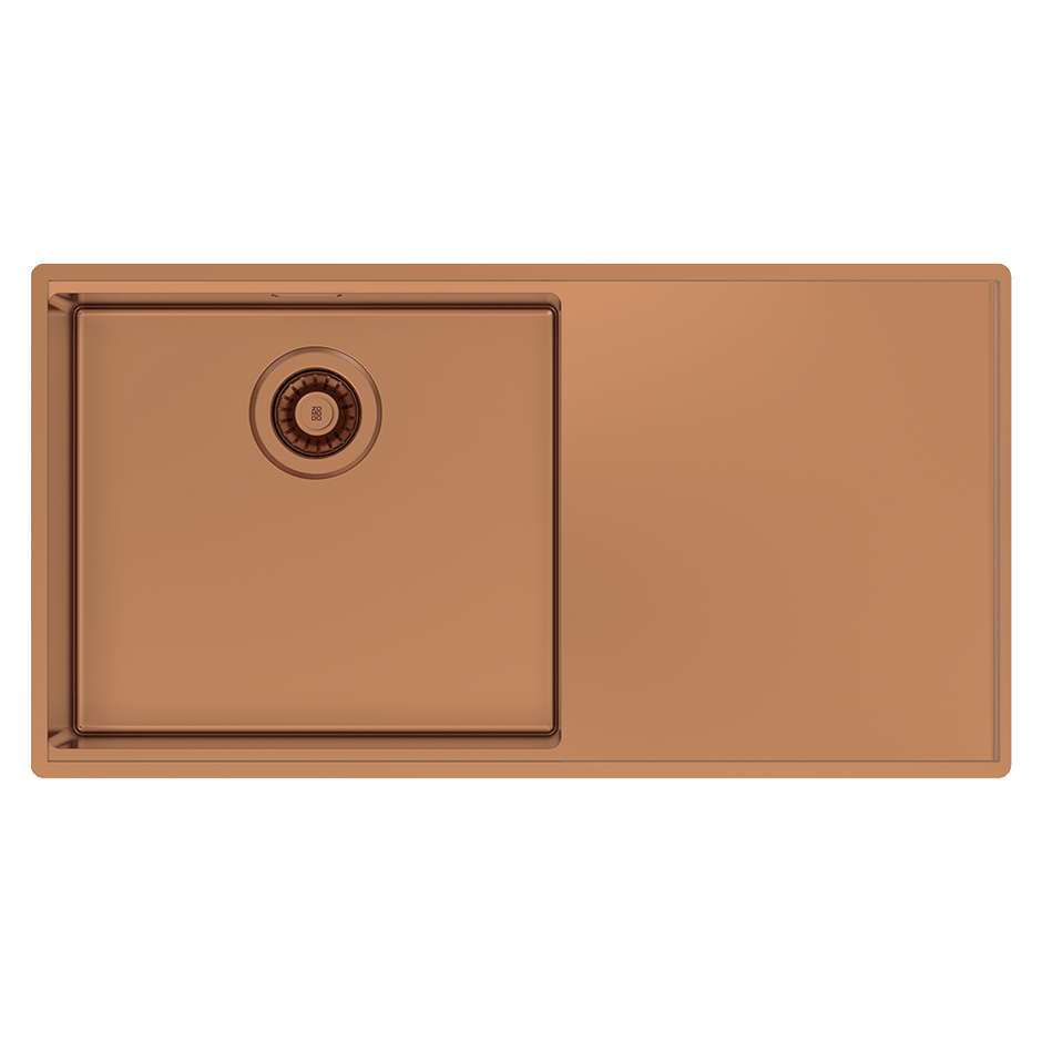 Boutique Lugano Single Bowl and Drainer Left Hand Bowl Artisan Copper
