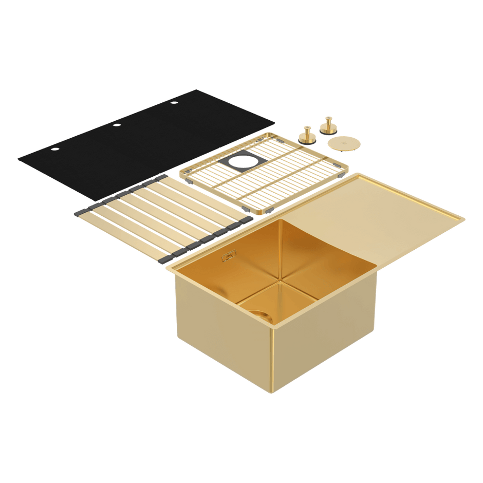 Boutique Lugano Single Bowl and Drainer Left Hand Bowl Eureka Gold
