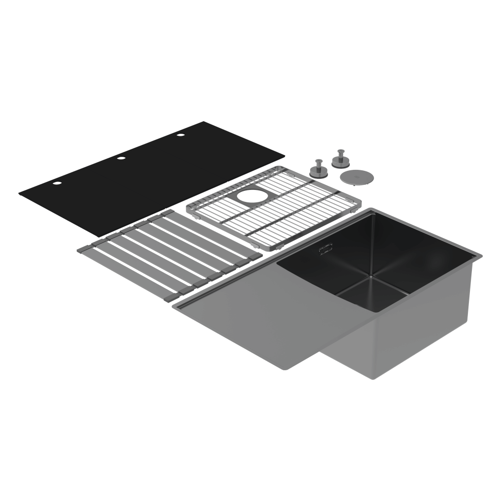 Boutique Lugano Single Bowl and Drainer Right Hand Bowl Black Pearl