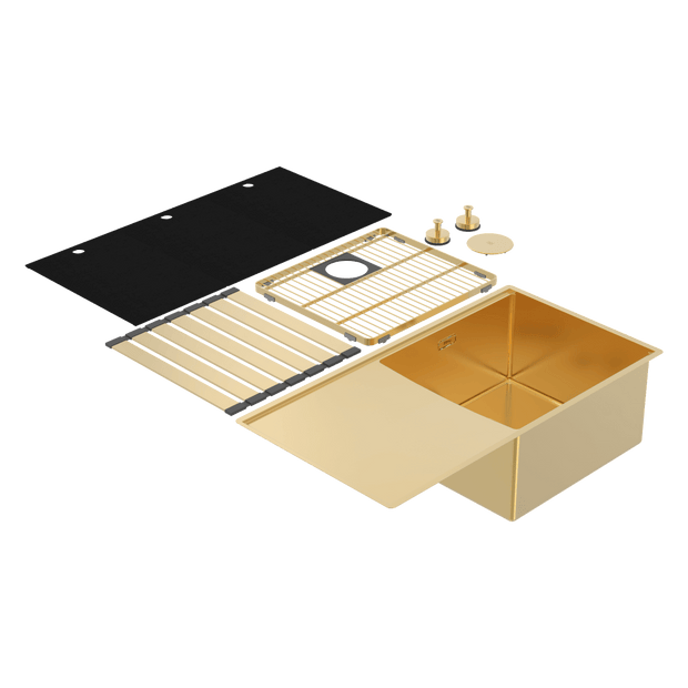 Boutique Lugano Single Bowl and Drainer Right Hand Bowl Eureka Gold
