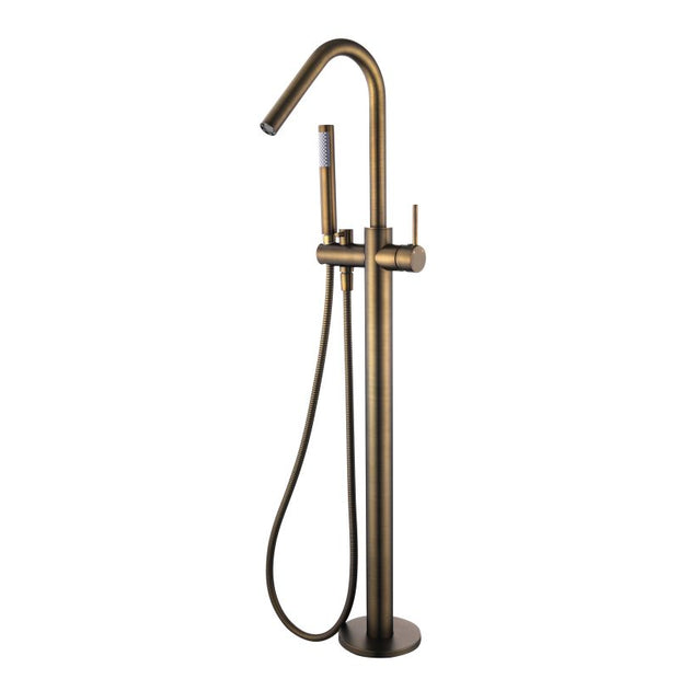 Star Freestanding Bath Mixer With Hand Shower - antique-brass