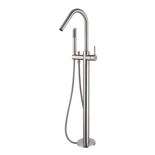 Star Freestanding Bath Mixer With Hand Shower - brushed-chrome