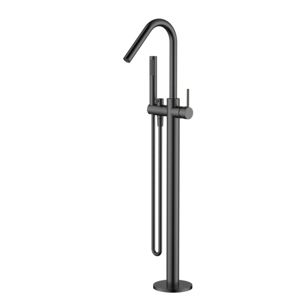 Star Freestanding Bath Mixer With Hand Shower - gun-metal