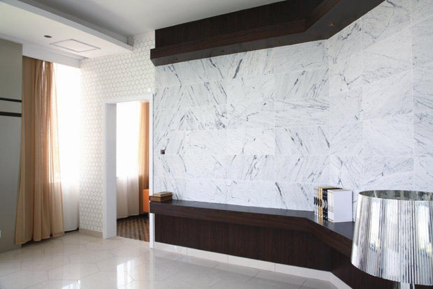 Stream Carrara Natural Stone Tiles in a room setting