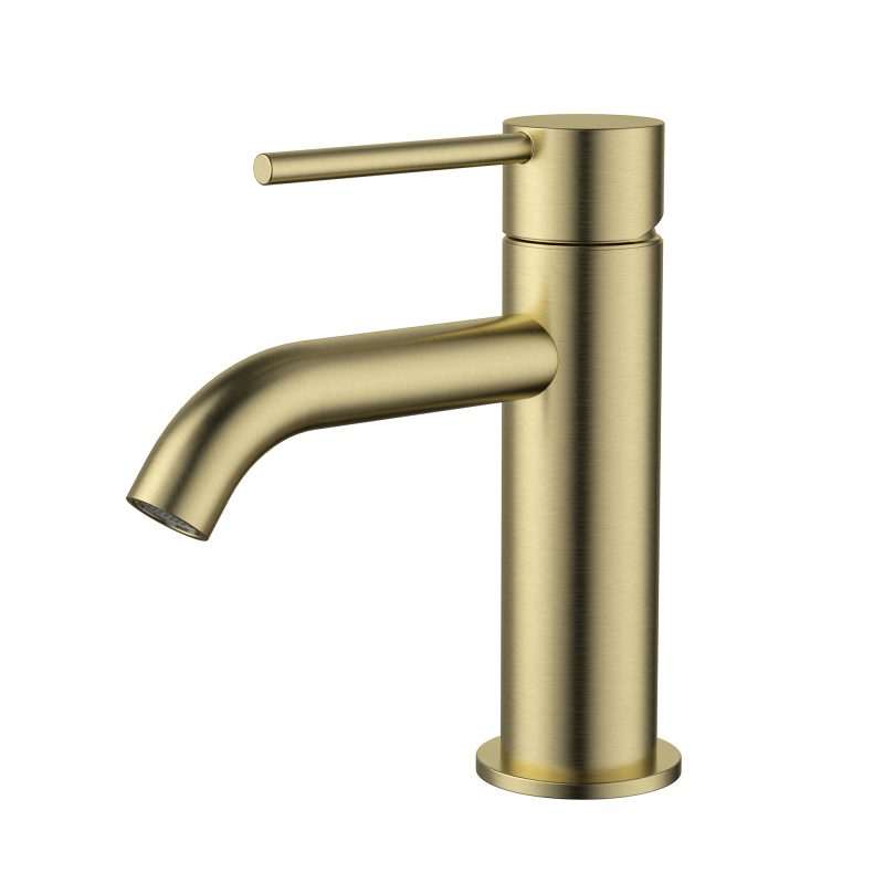 Star Mini Basin Mixer Curved Spout - brushed-bronze