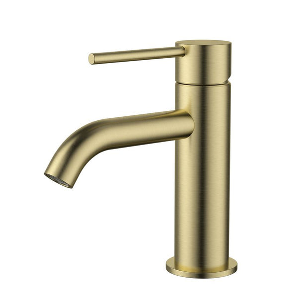 Star Mini Basin Mixer Curved Spout - brushed-bronze