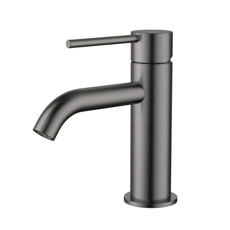 Star Mini Basin Mixer Curved Spout - gun-metal