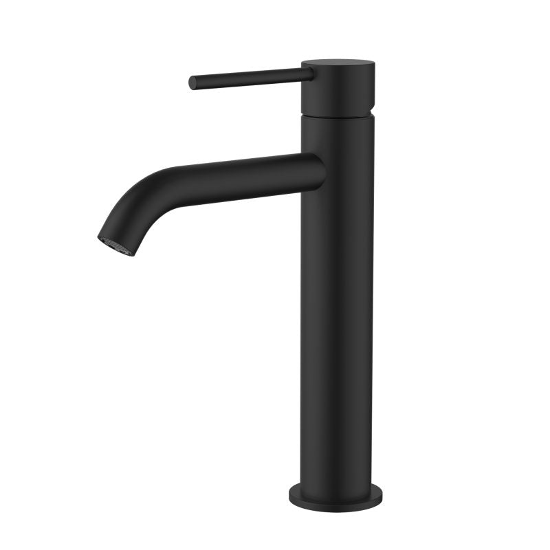 Star Mini Mid-Rise Basin Mixer Curved Spout - matte-black
