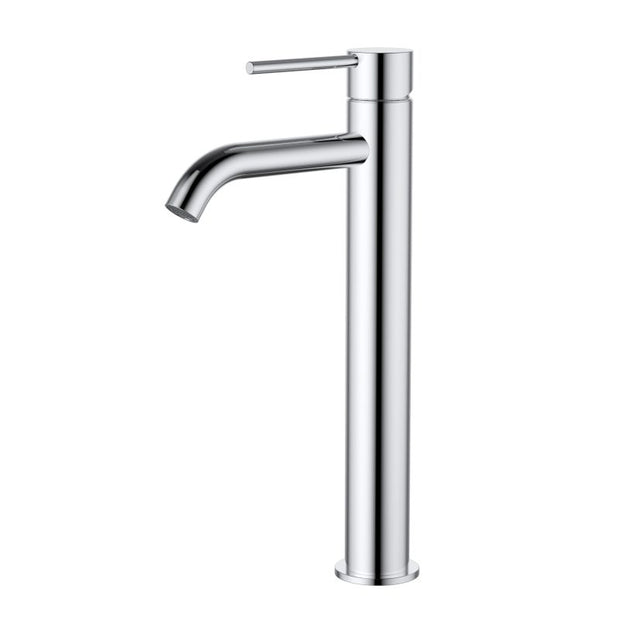 Star Mini High Rise Basin Mixer Curved Spout - chrome