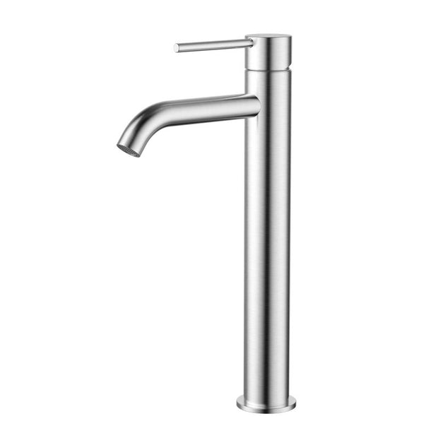 Star Mini High Rise Basin Mixer Curved Spout - brushed-chrome