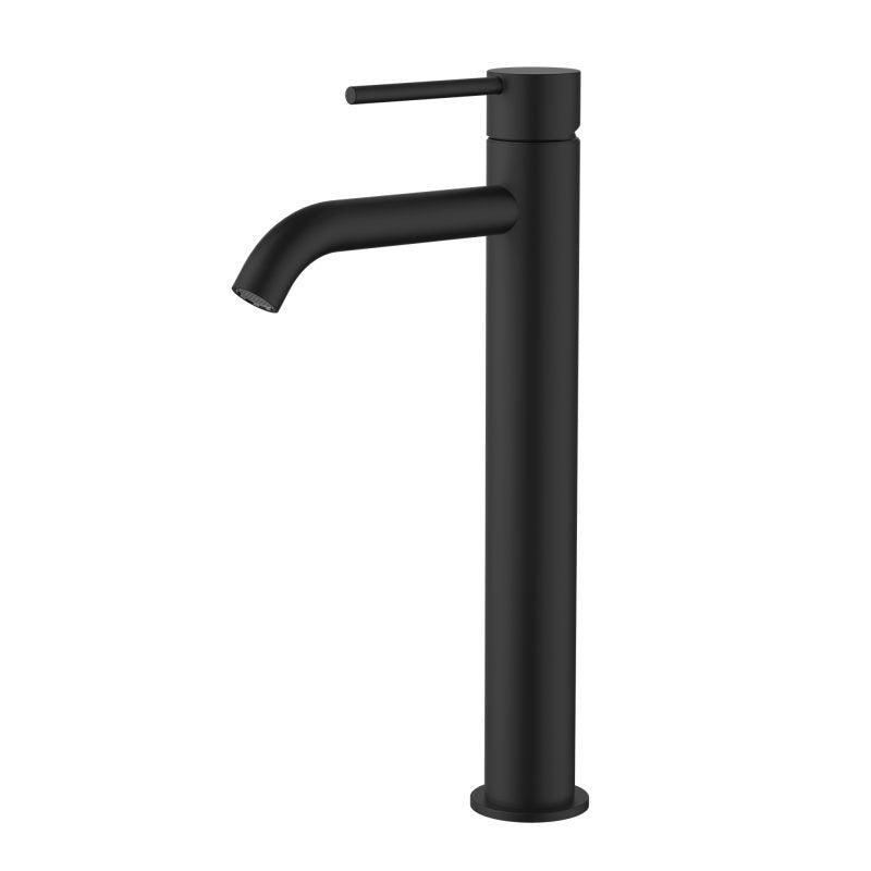 Star Mini High Rise Basin Mixer Curved Spout - matte-black