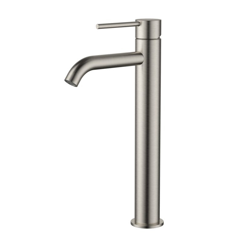 Star Mini High Rise Basin Mixer Curved Spout - brushed-nickel
