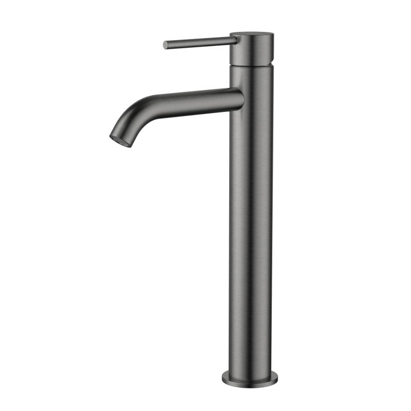 Star Mini High Rise Basin Mixer Curved Spout - gun-metal