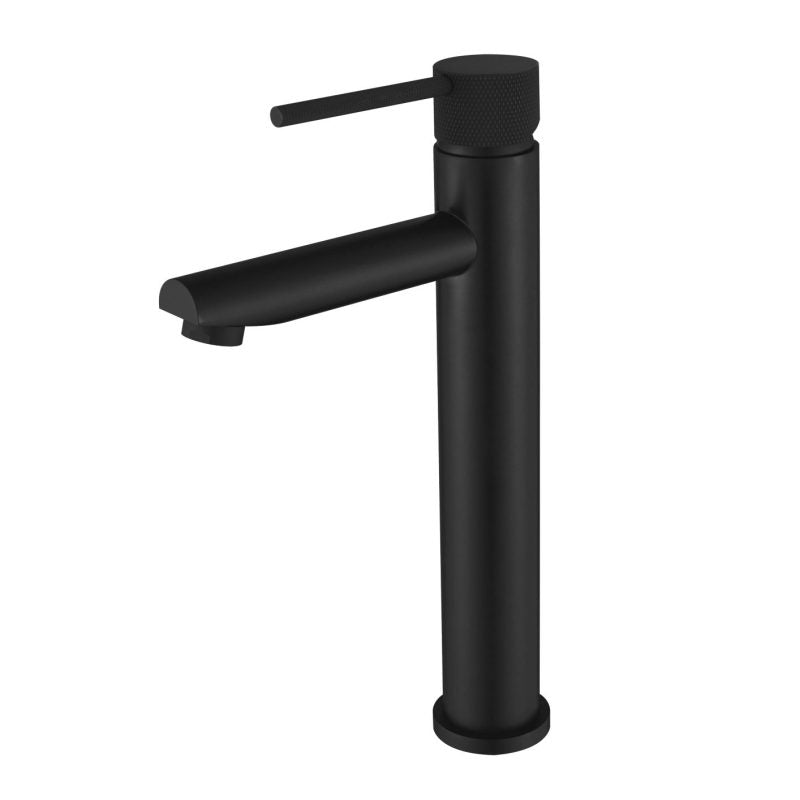Star Mini High Rise Basin Mixer With Knurled Handle - matte-black