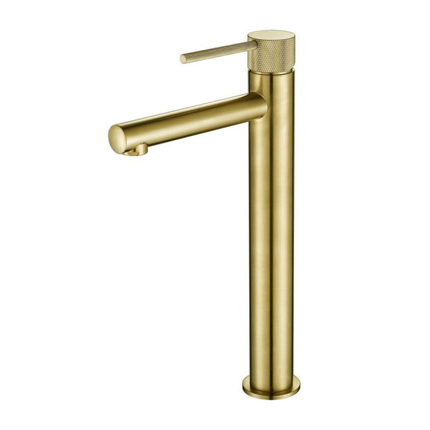 Star Mini High Rise Basin Mixer With Knurled Handle - brushed-bronze