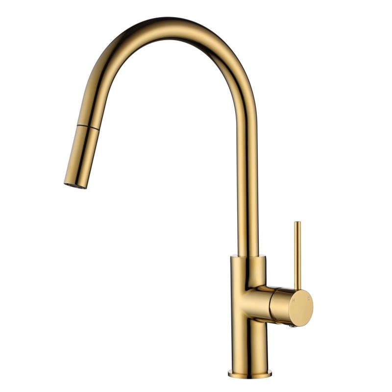 Star Mini Pull-Out Kitchen Mixer Polished Brass