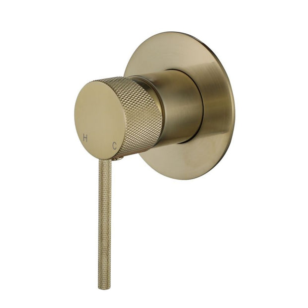 Star Mini Shower Mixer With Knurled Handle - brushed-bronze