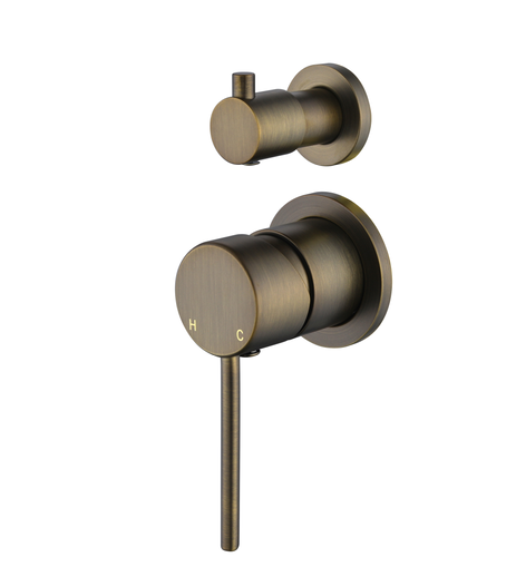 Star Mini Shower Diverter Mixer Small Backplate - antique-brass