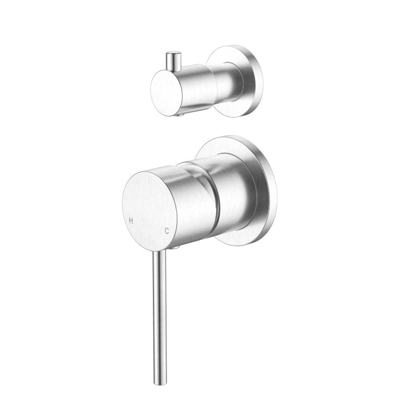 Star Mini Shower Diverter Mixer Small Backplate - brushed-chrome