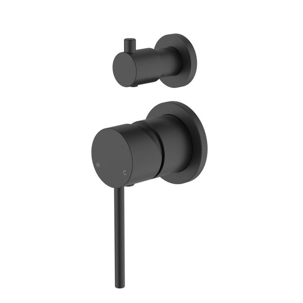 Star Mini Shower Diverter Mixer Small Backplate - matte-black
