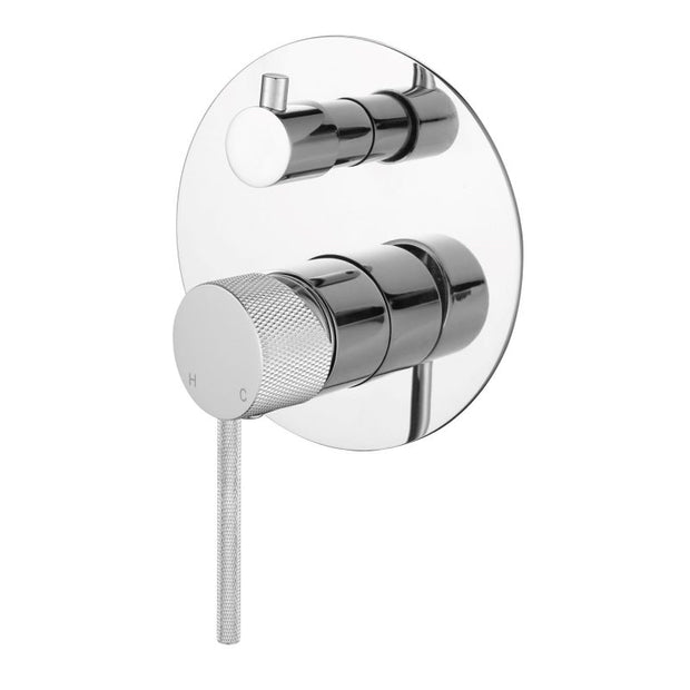 Star Mini Shower Diverter Mixer With Knurled Handle - chrome