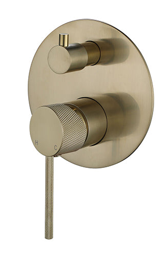 Star Mini Shower Diverter Mixer With Knurled Handle - brushed-bronze