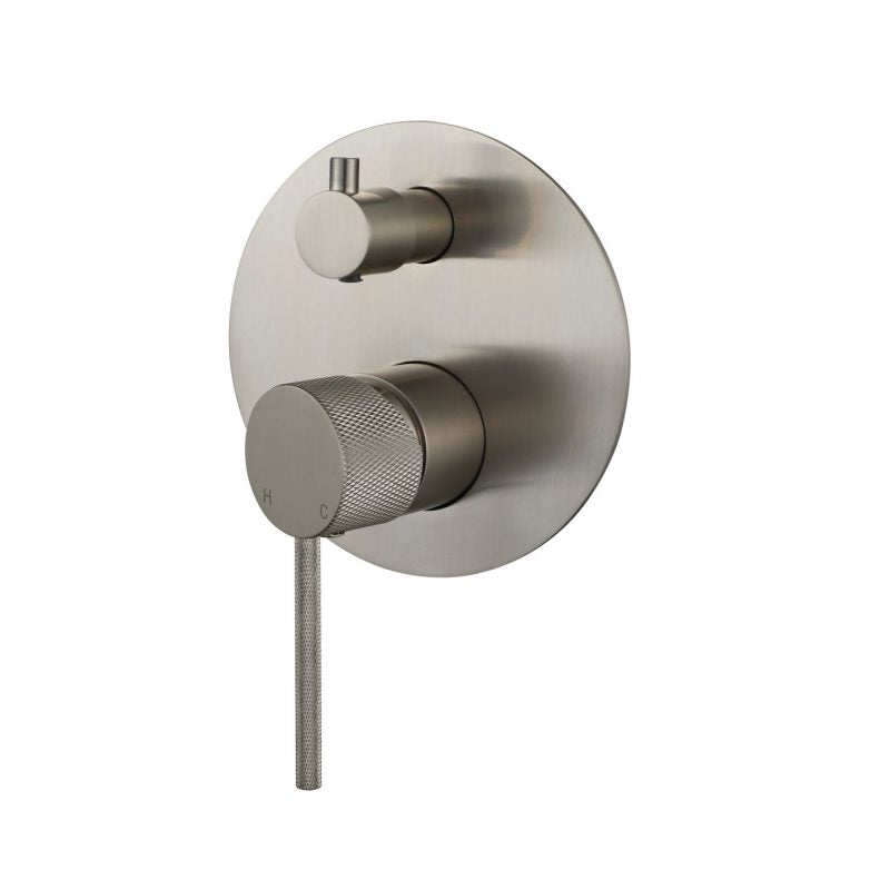 Star Mini Shower Diverter Mixer With Knurled Handle - brushed-nickel