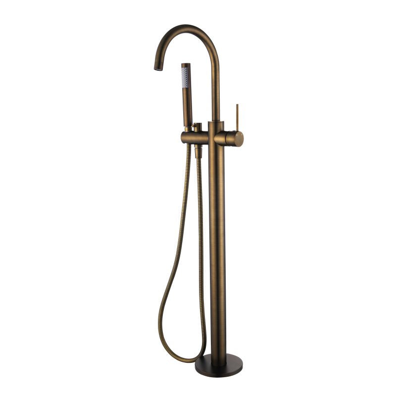 Star Mini Freestanding Bath Mixer With Hand Shower - antique-brass